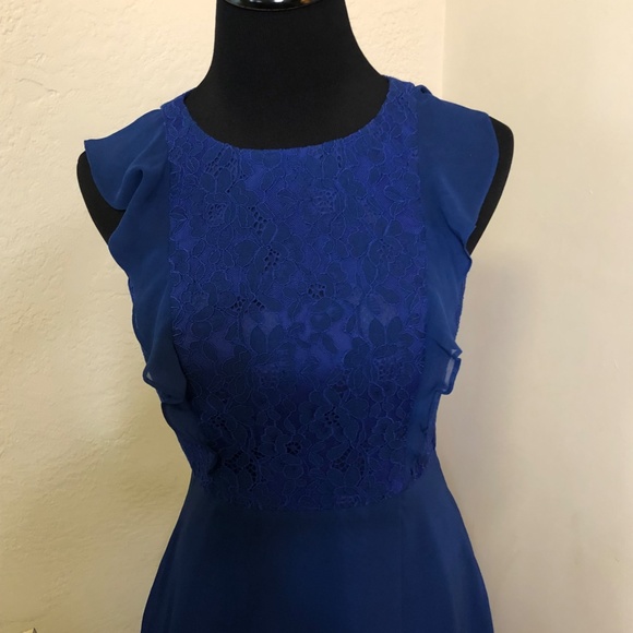 Aidan Mattox Blue Gown Ruffle and Lace Size 4 - Picture 7 of 16